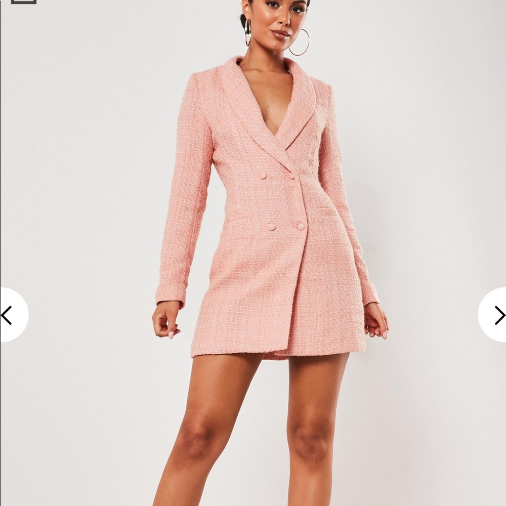 Pink tweed blazer dress